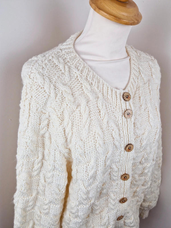 Handknitted Cable Knit Cardigan L