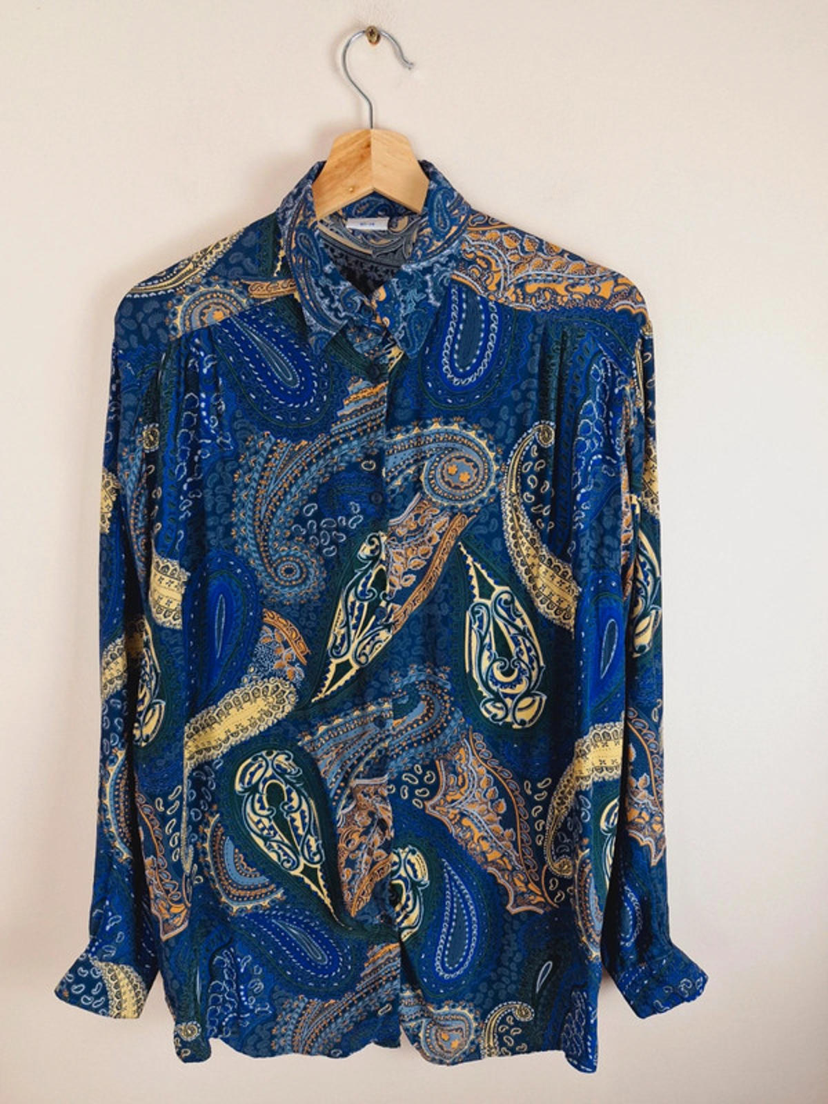 Long Sleeve Paisley Shirt M L UK14