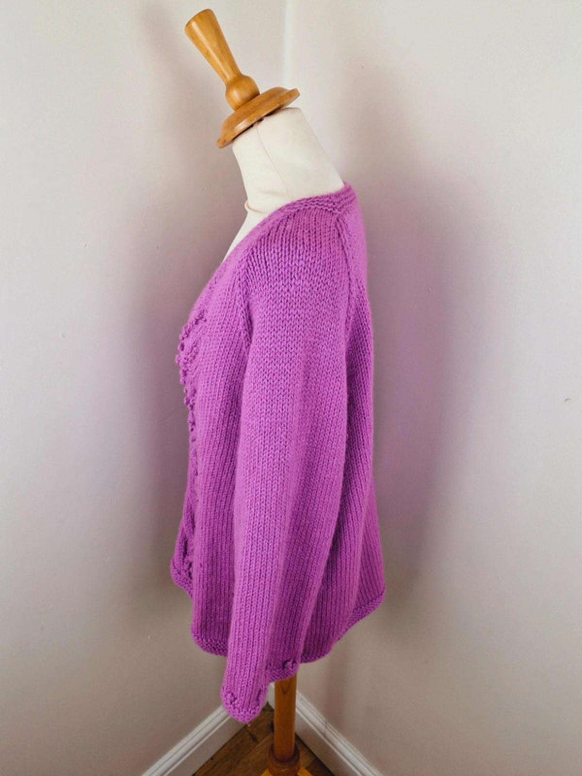 Handknitted Purple Cardigan XXL