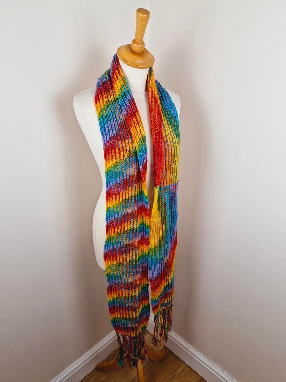 Handknitted Rainbow Scarf