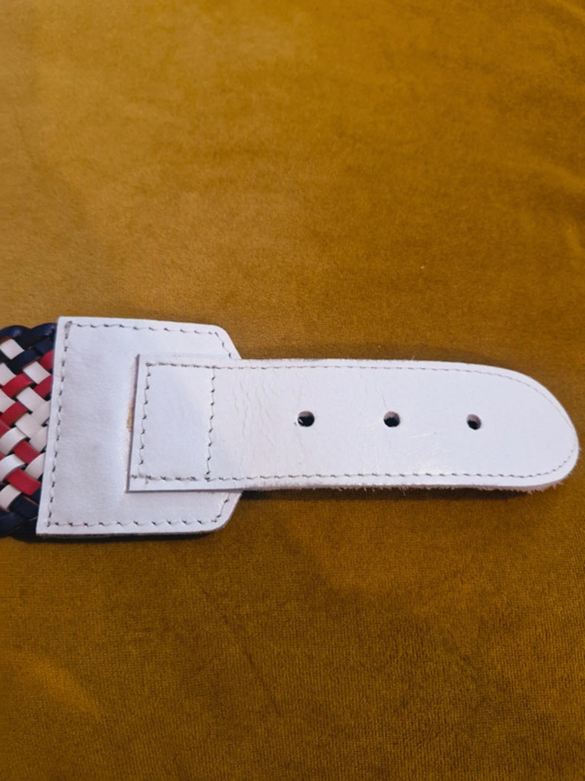 White Leather Plaited Belt