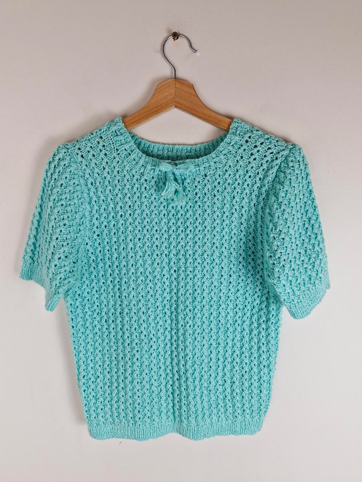 Handknitted Mint Jumper M