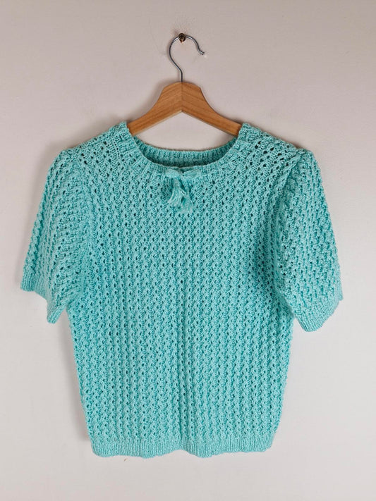 Handknitted Mint Jumper M