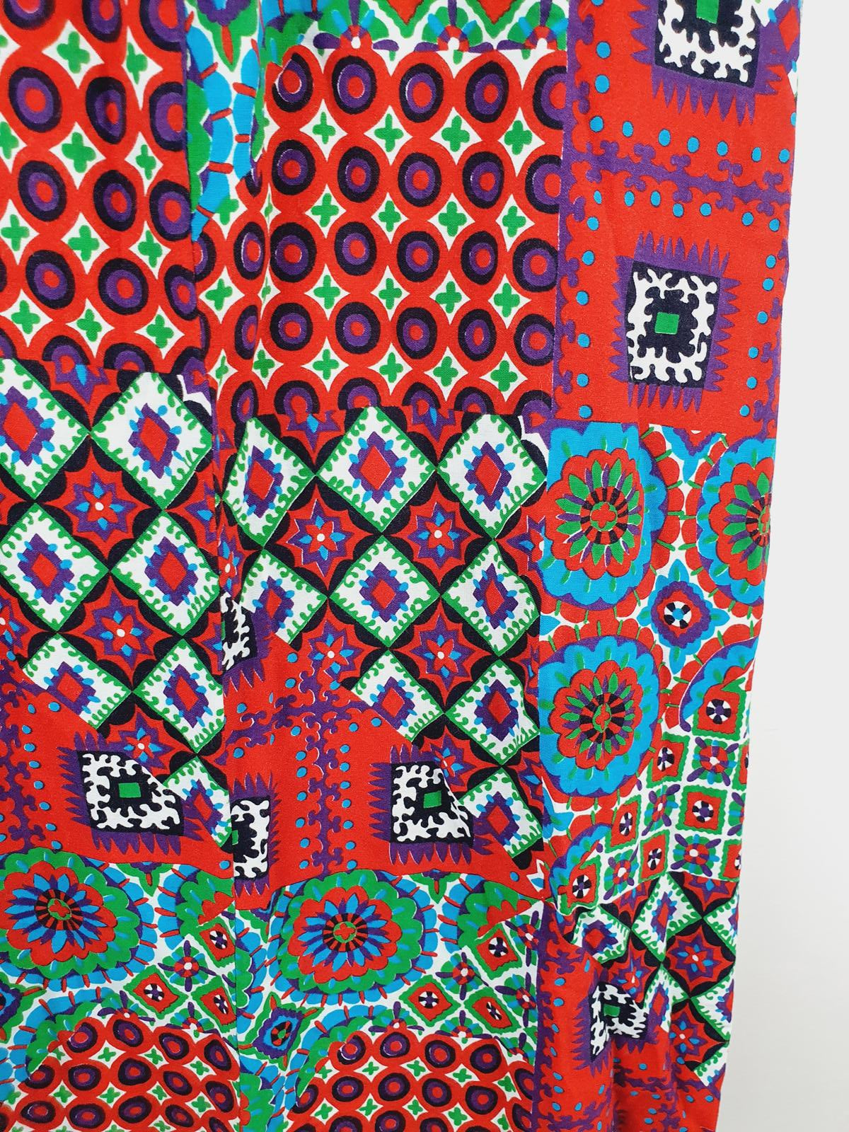 Womens Vintage retro 70s 1970s Boho Long Maxi Aline skirt funky XXS UK4