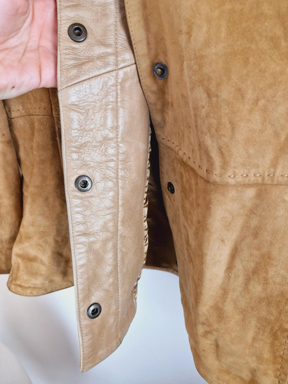 Tan Leather Suede Jacket M L