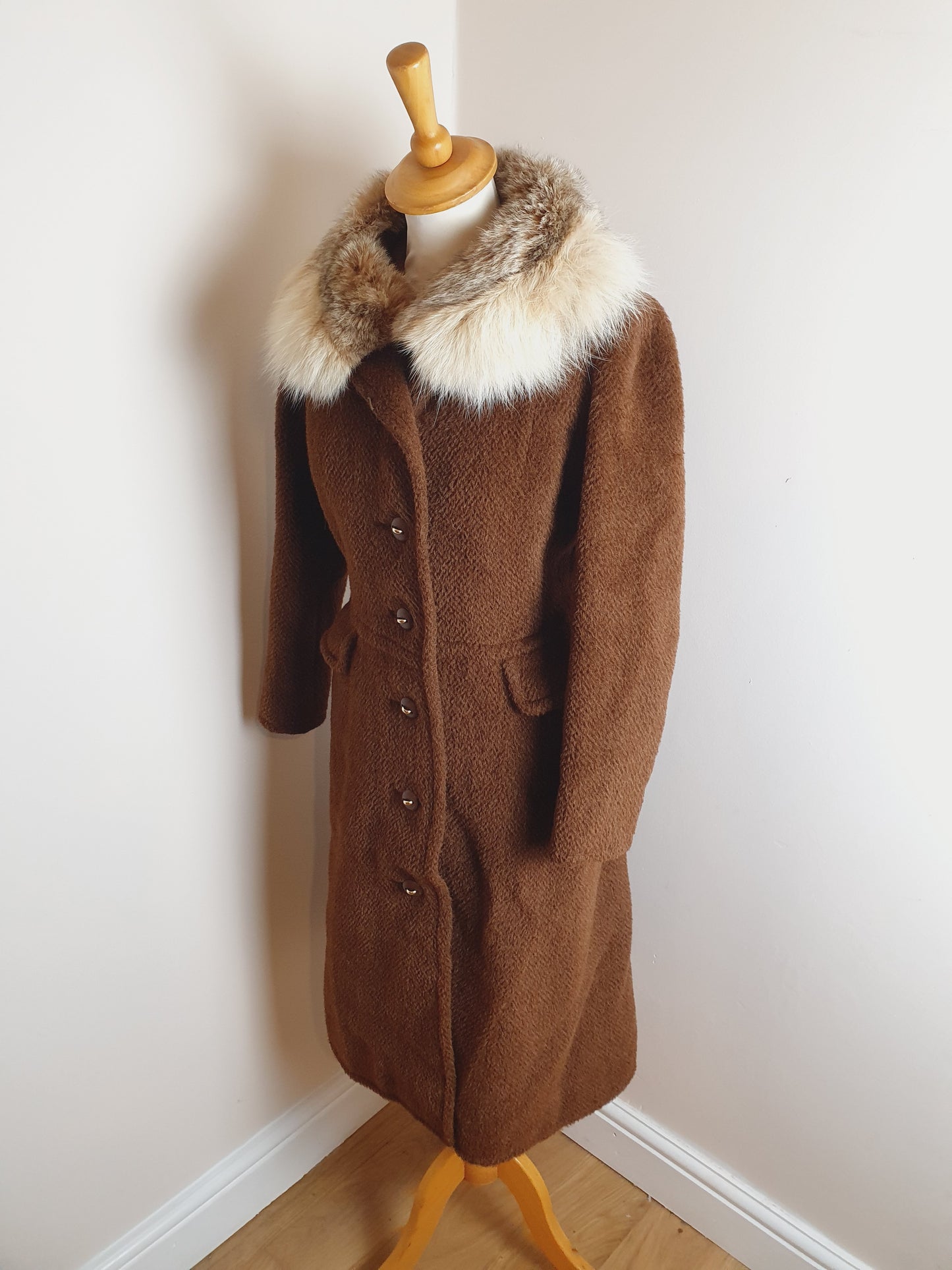 Vintage 1960s Fur Collar Coat S