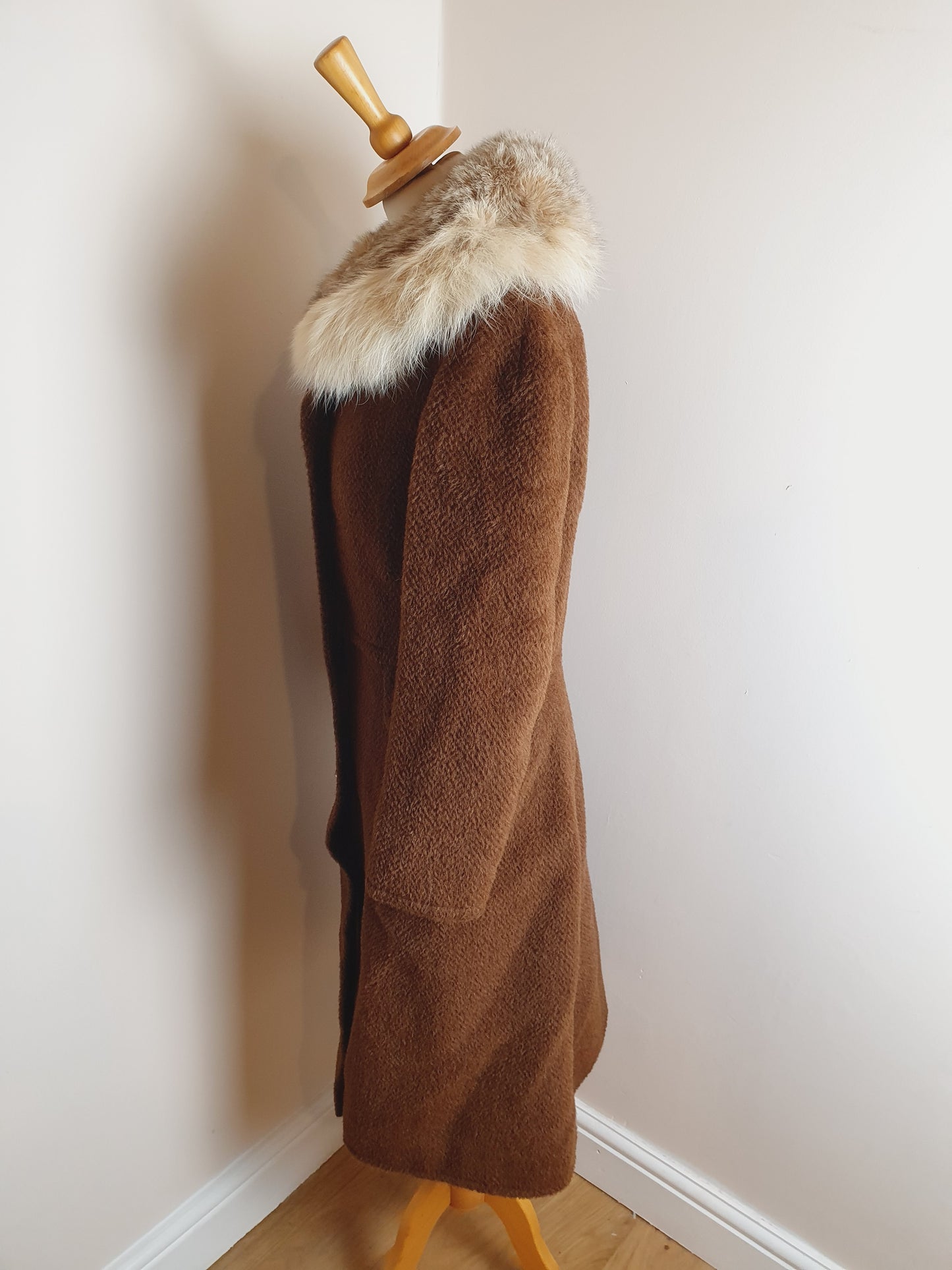 Vintage 1960s Fur Collar Coat S