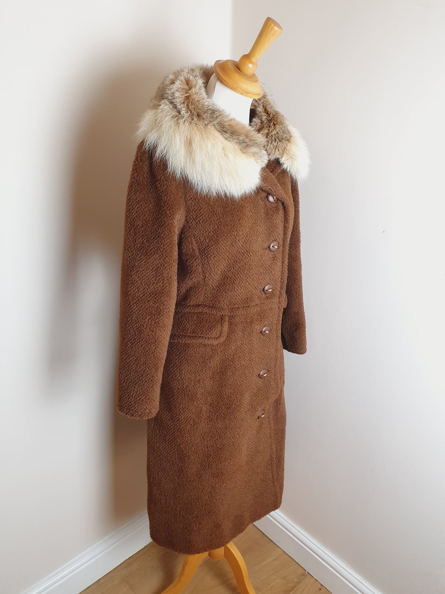 Vintage 1960s Fur Collar Coat S