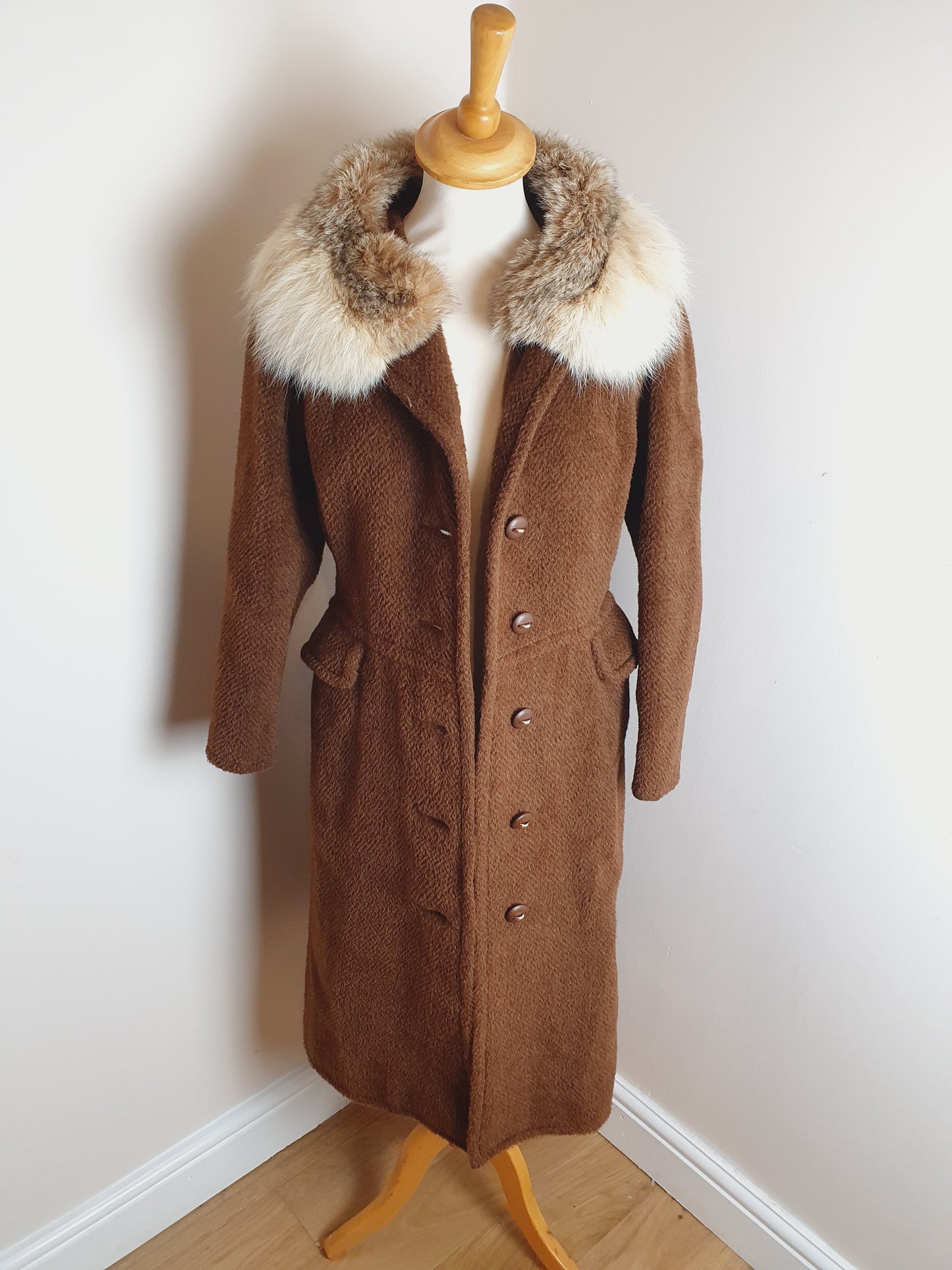 Vintage 1960s Fur Collar Coat S