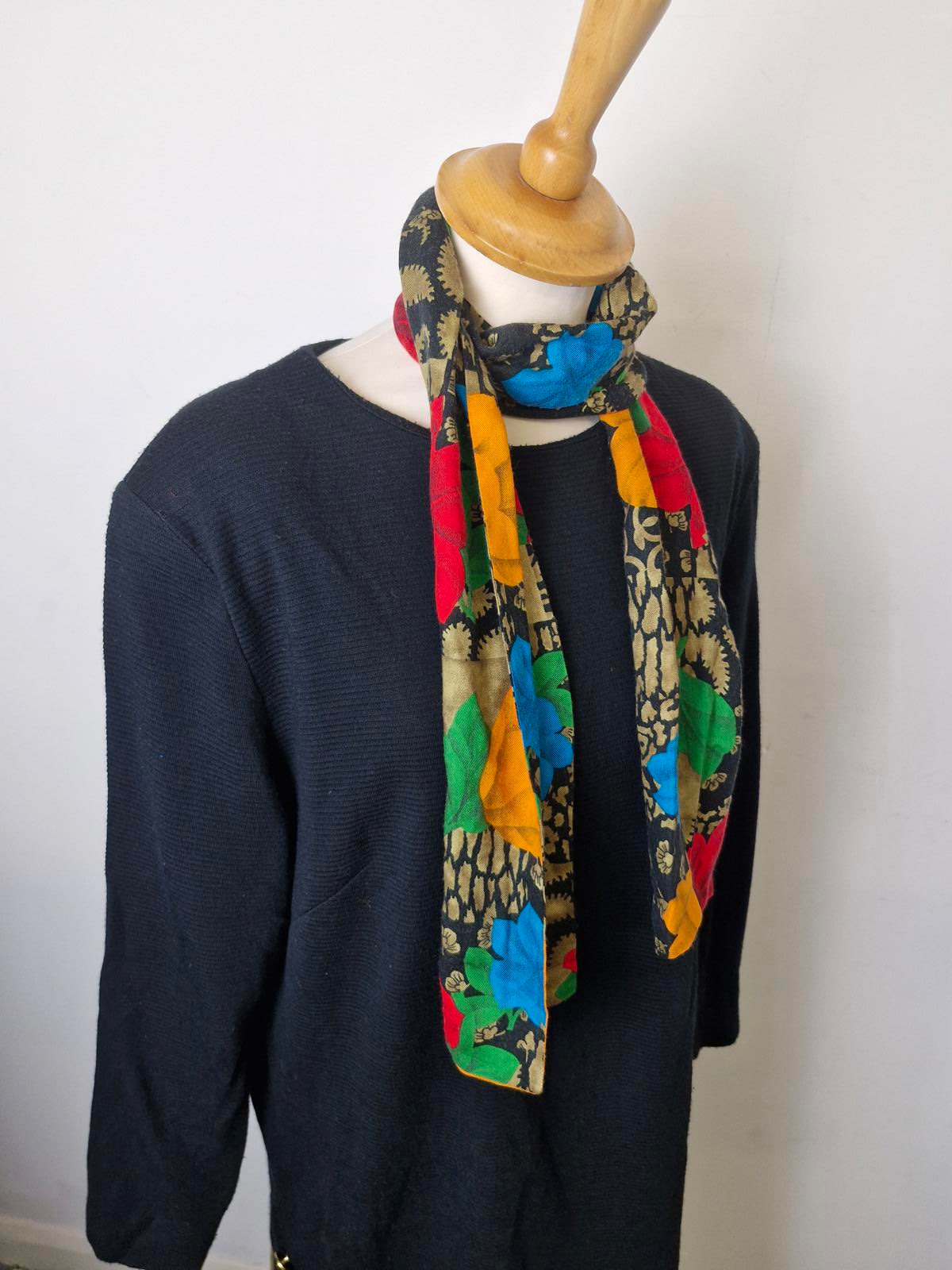 Womens Vintage Long Midi Black Long Sleeve Dress Scarf XL