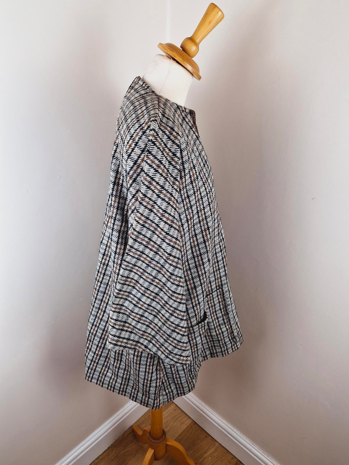 Womens Vintage 1970s 70s Handmade Tunic Long Top Dress Tweed XL