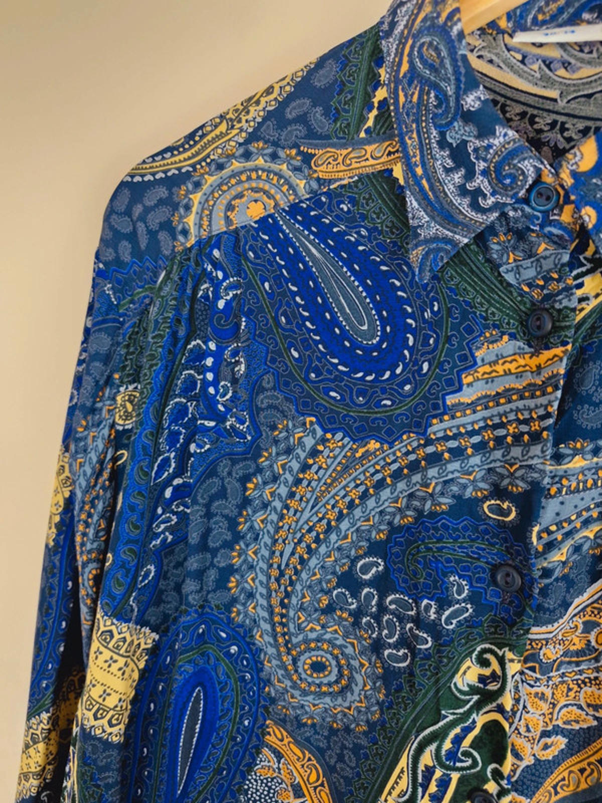 Long Sleeve Paisley Shirt M L UK14