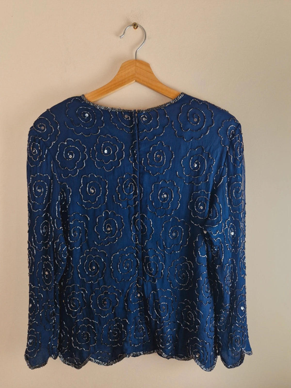 1980s Silk Beaded Top S UK10