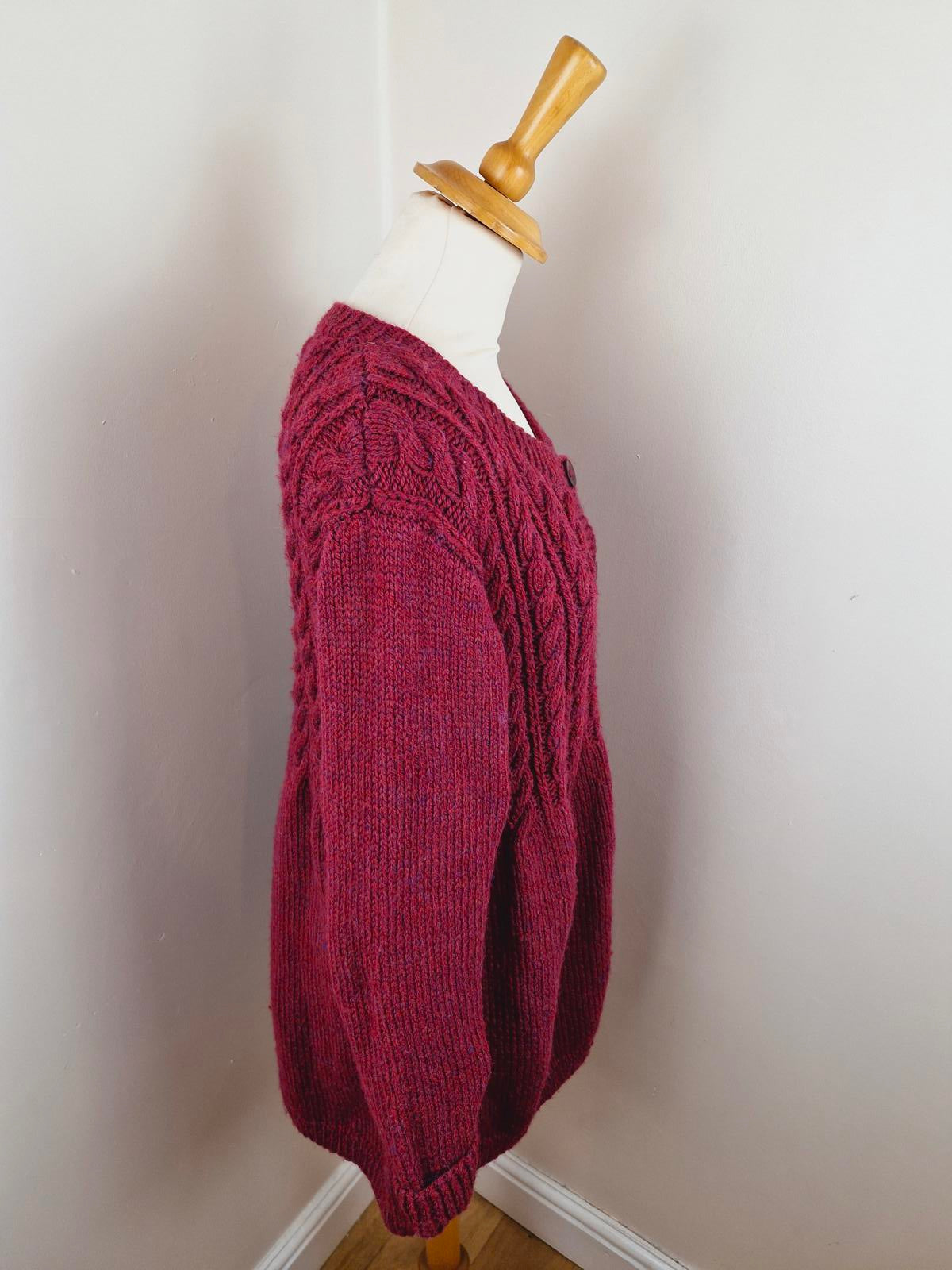 Handknitted Cardigan Purple XL