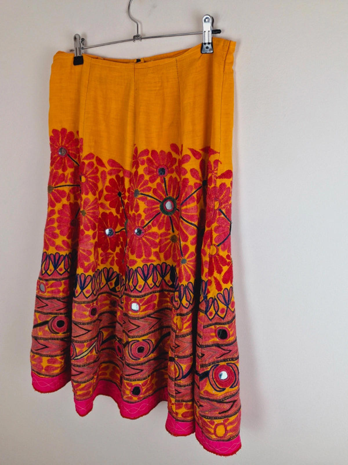 Boho Cotton Aline Midi Skirt M
