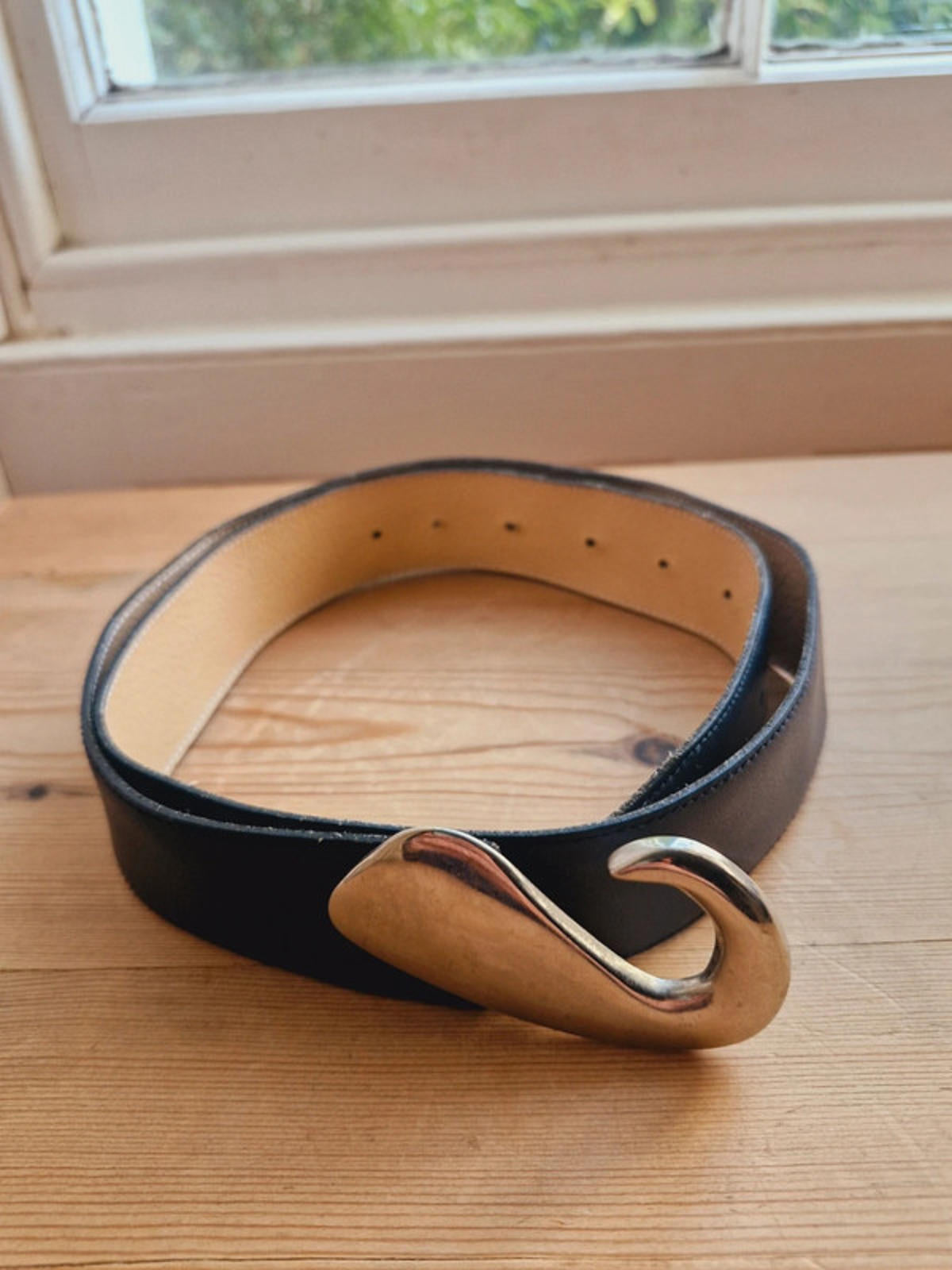 Western Leather Belt Silver Buckle