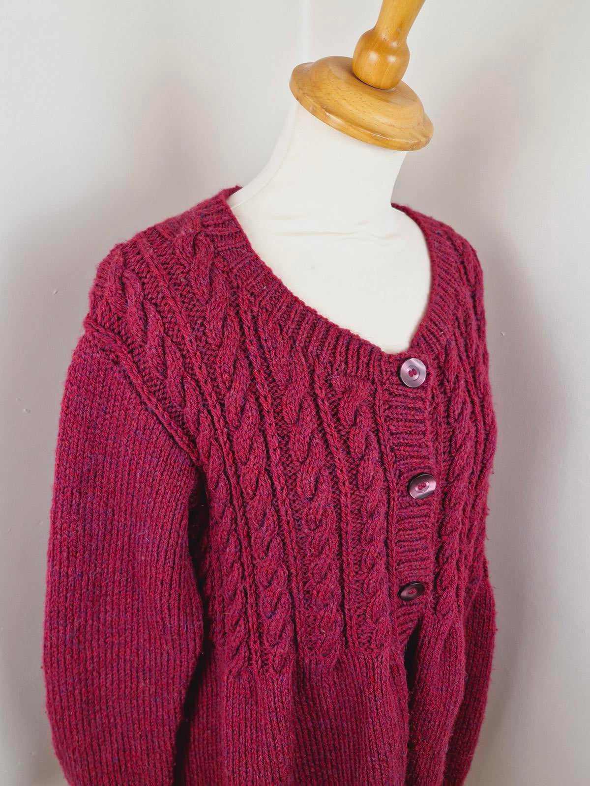 Handknitted Cardigan Purple XL