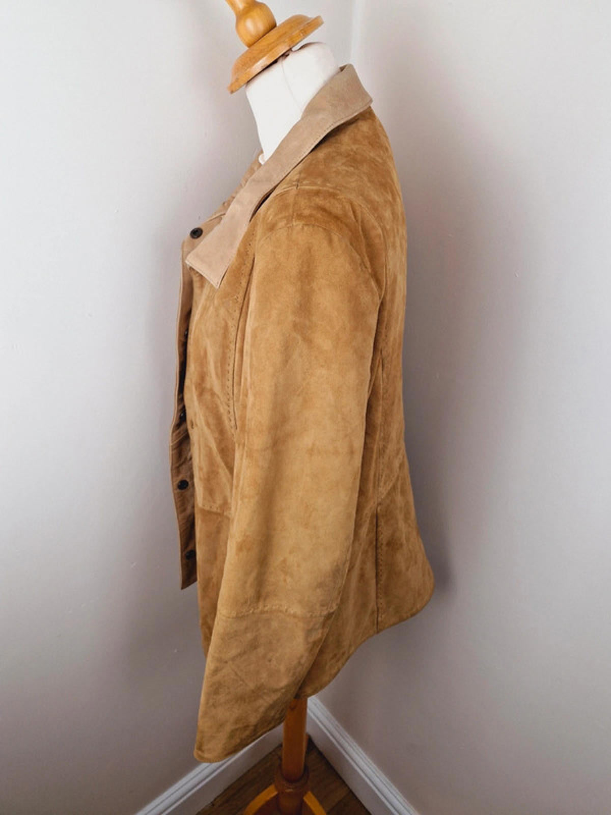 Tan Leather Suede Jacket M L