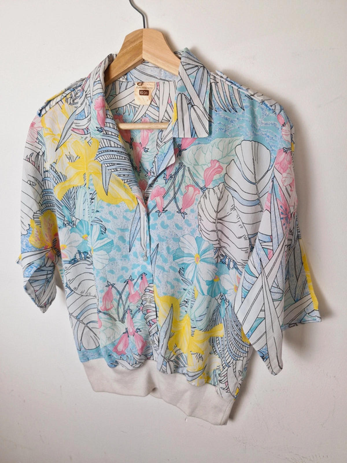 Womens Vintage Funky Retro Cropped Top Shirt Blouse Tshirt S