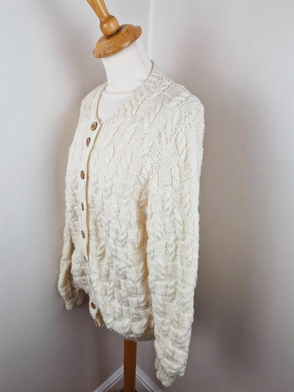 Handknitted Cable Knit Cardigan L