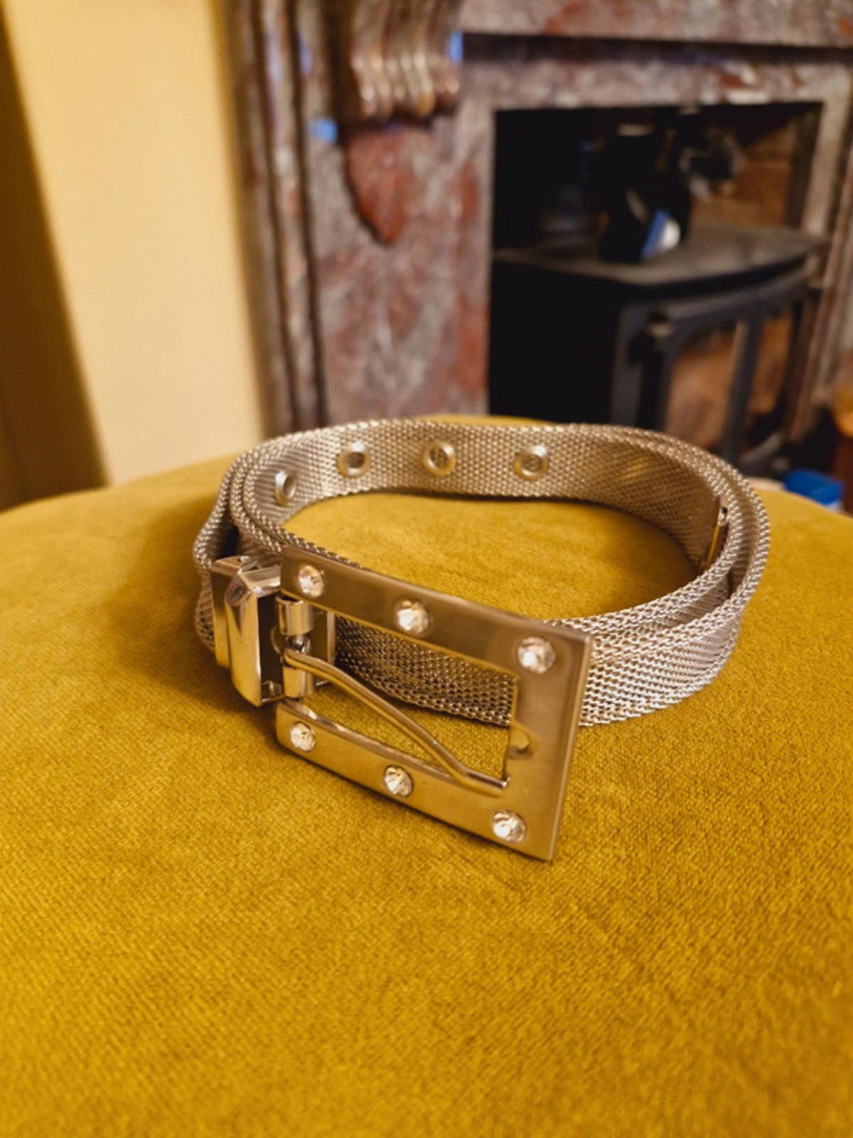 Y2K Silver Slinky Belt
