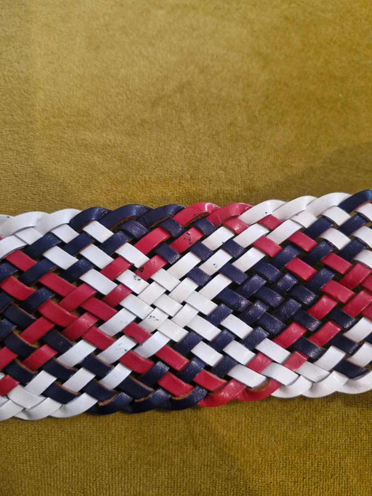White Leather Plaited Belt