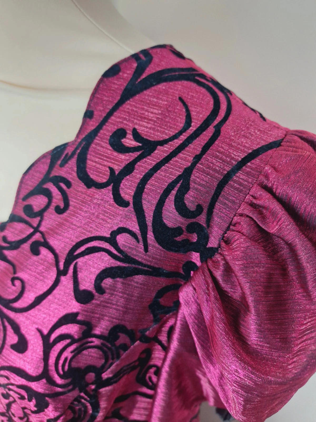 1980s Pink Metallic Dress M L