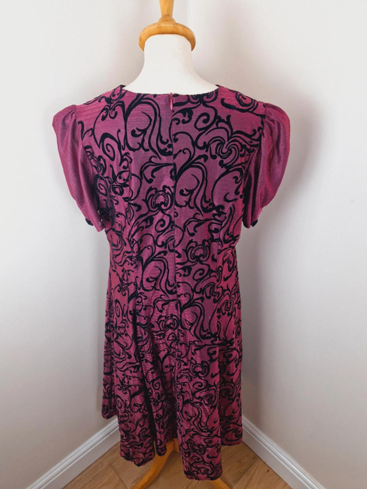 1980s Pink Metallic Dress M L