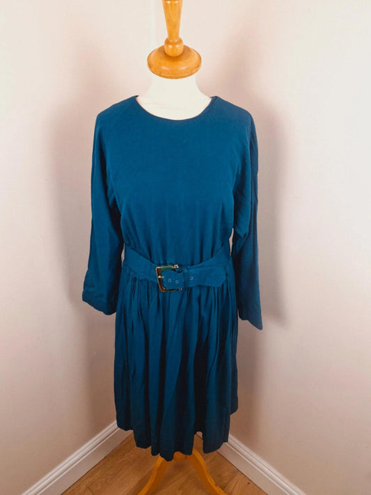 Midi Teal Long Sleeve Dress M L