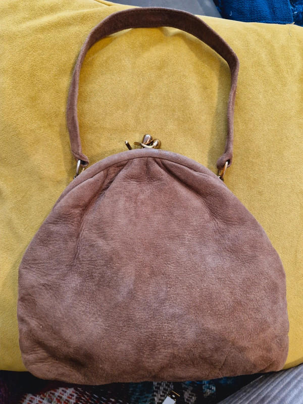 1950s Brown Suede Handbag