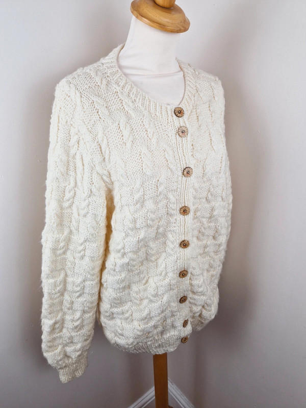 Handknitted Cable Knit Cardigan L