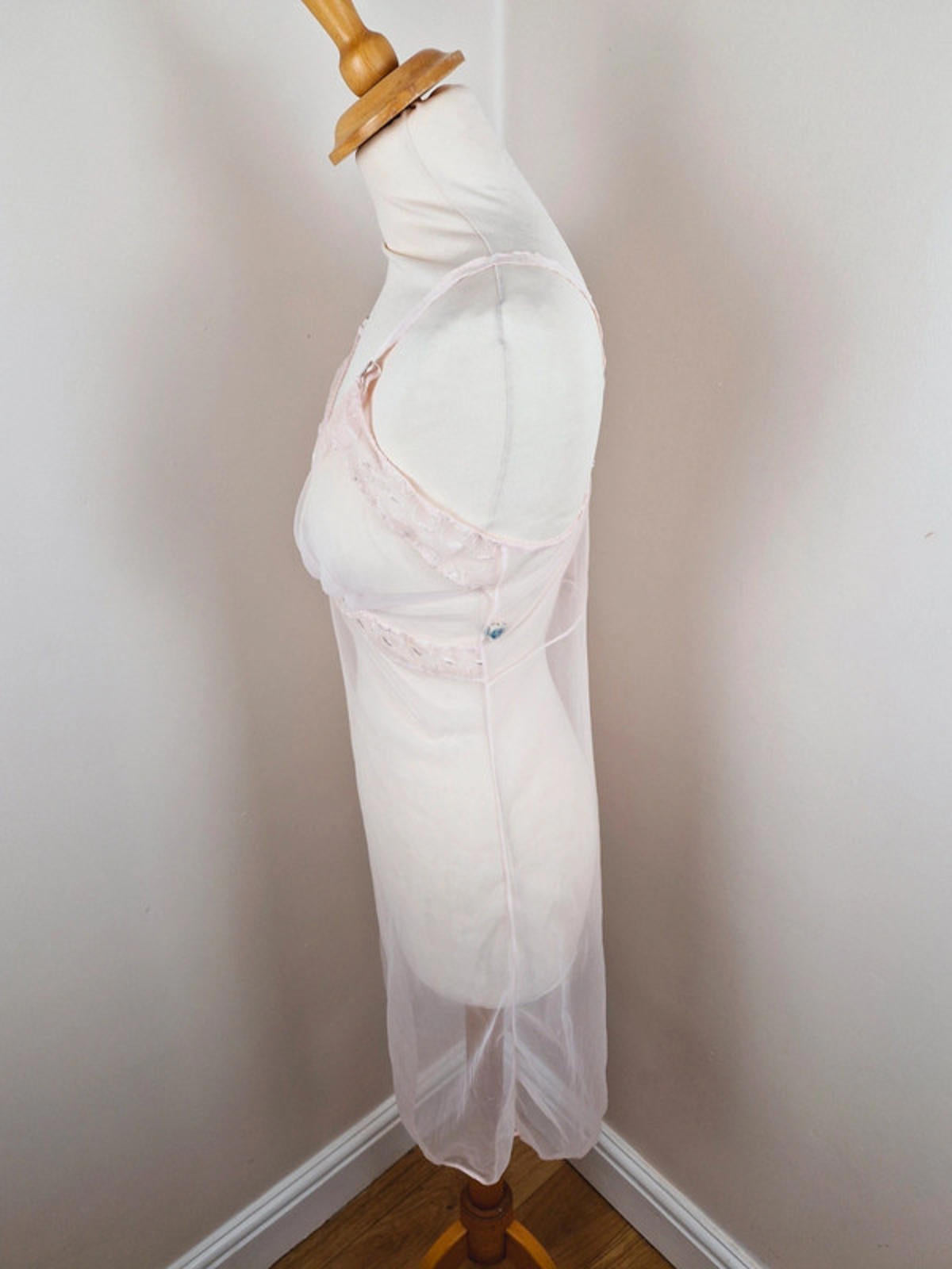 1960s Pink Sheer Slip Dress S