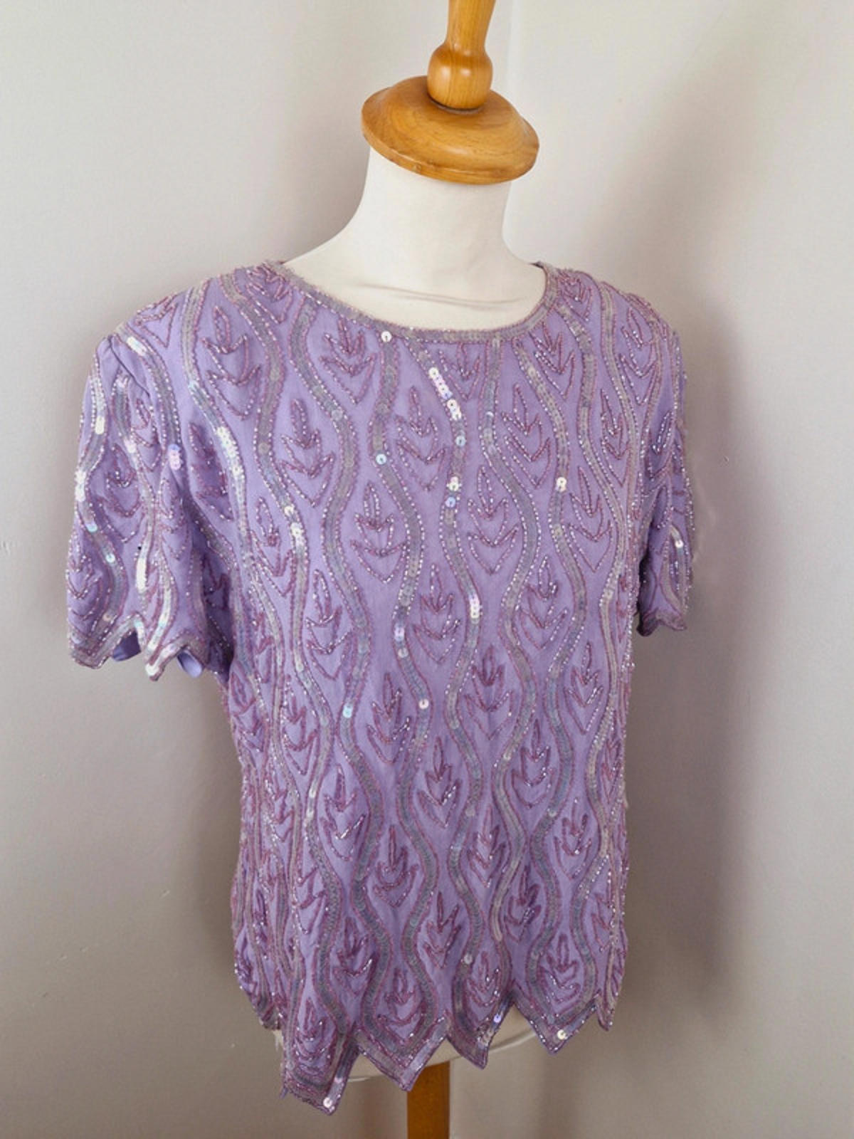 Lilac Beaded Sequin Top XL