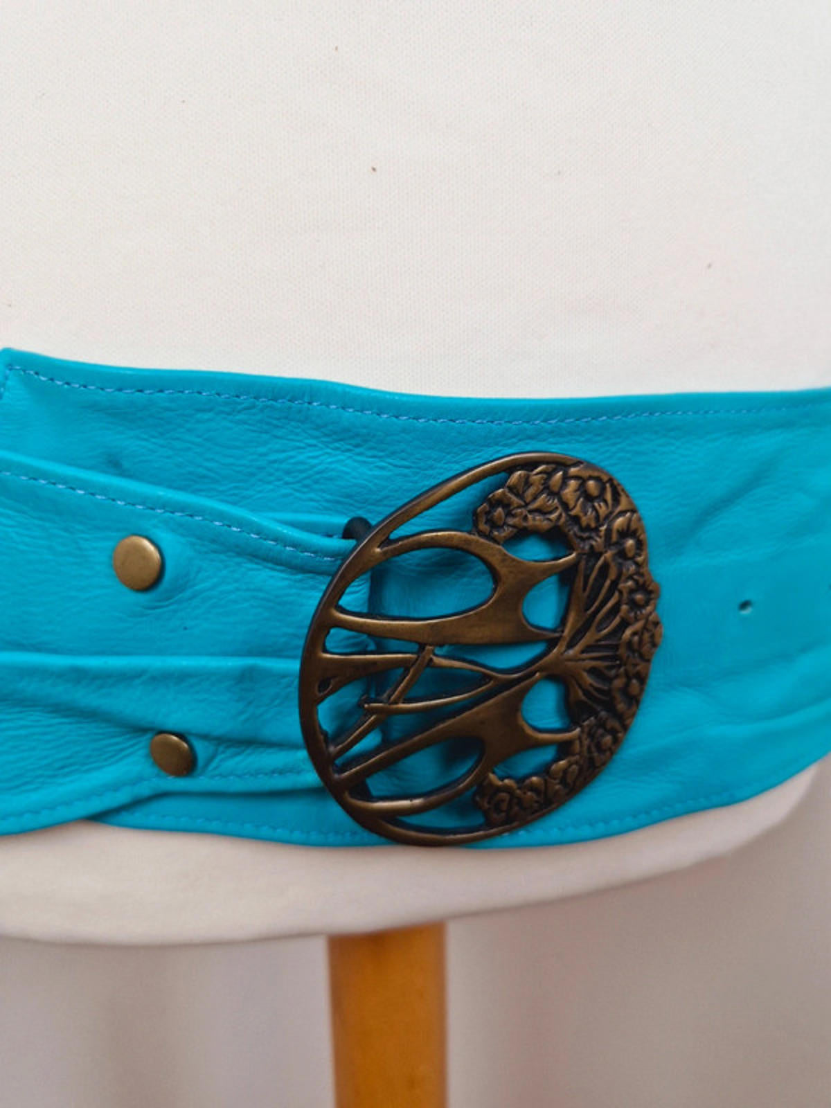 Y2k Leather Turquoise Belt