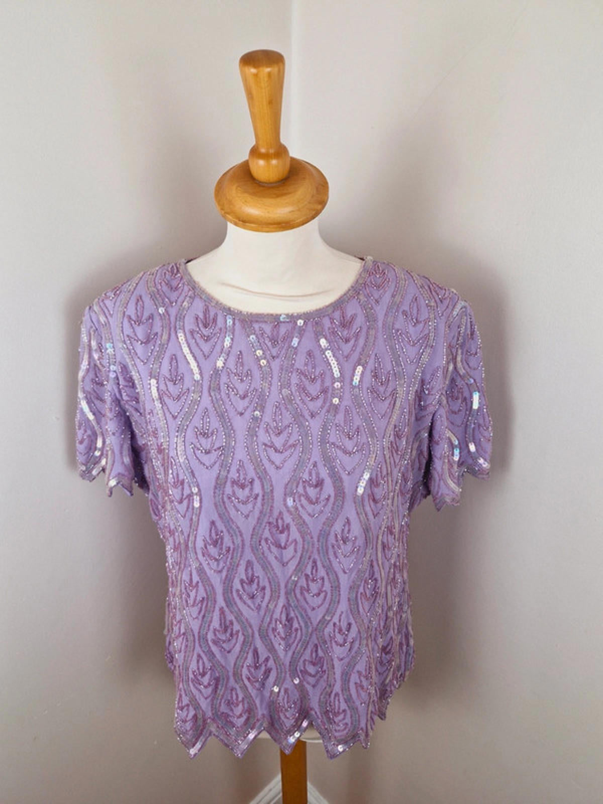 Lilac Beaded Sequin Top XL