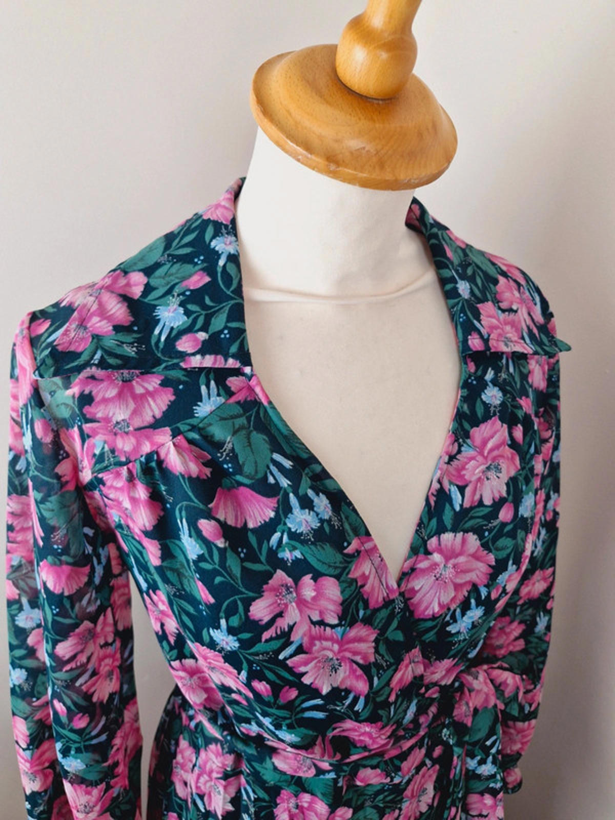 1970s Long Sleeve Midi Dress S