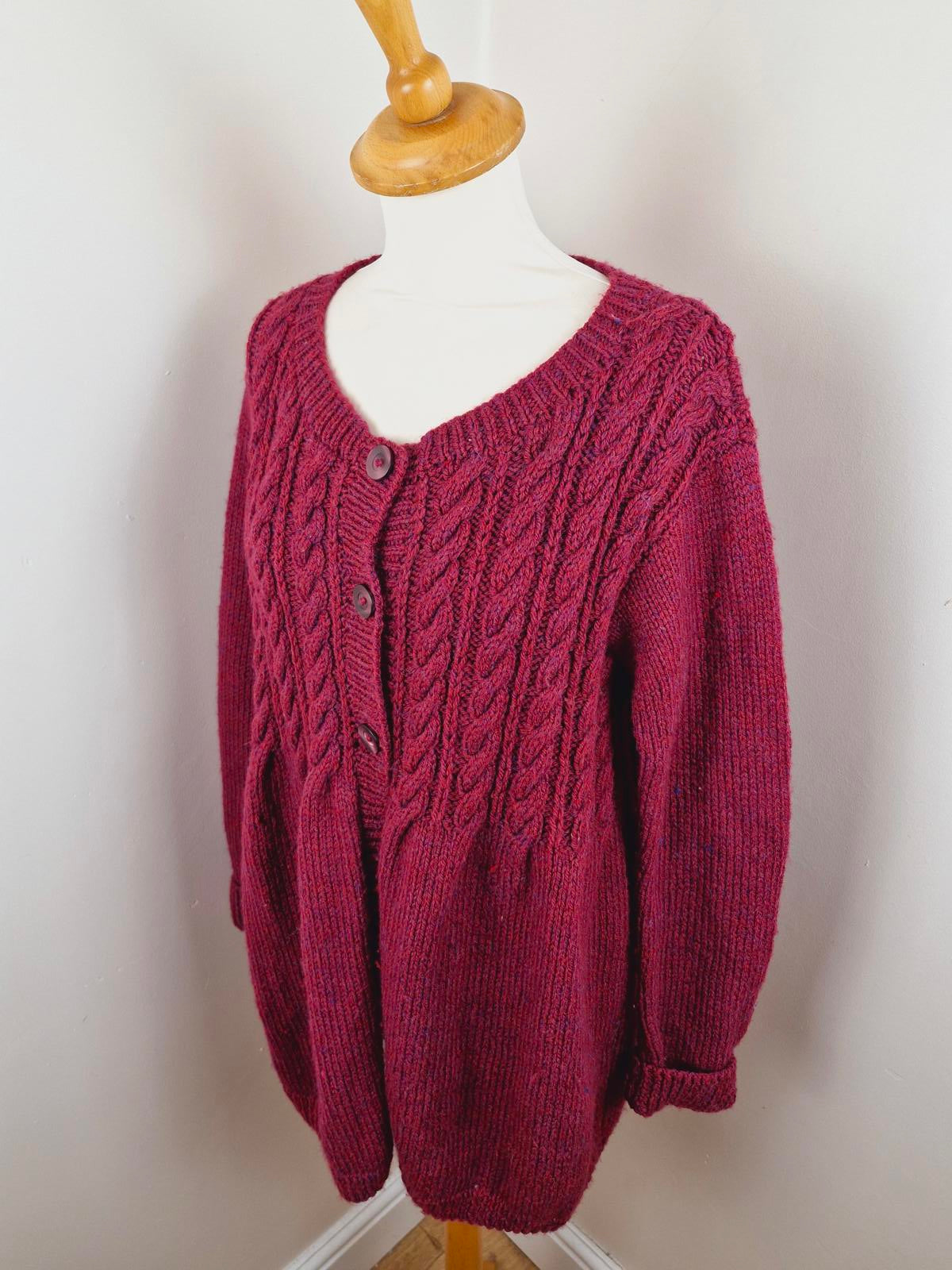 Handknitted Cardigan Purple XL