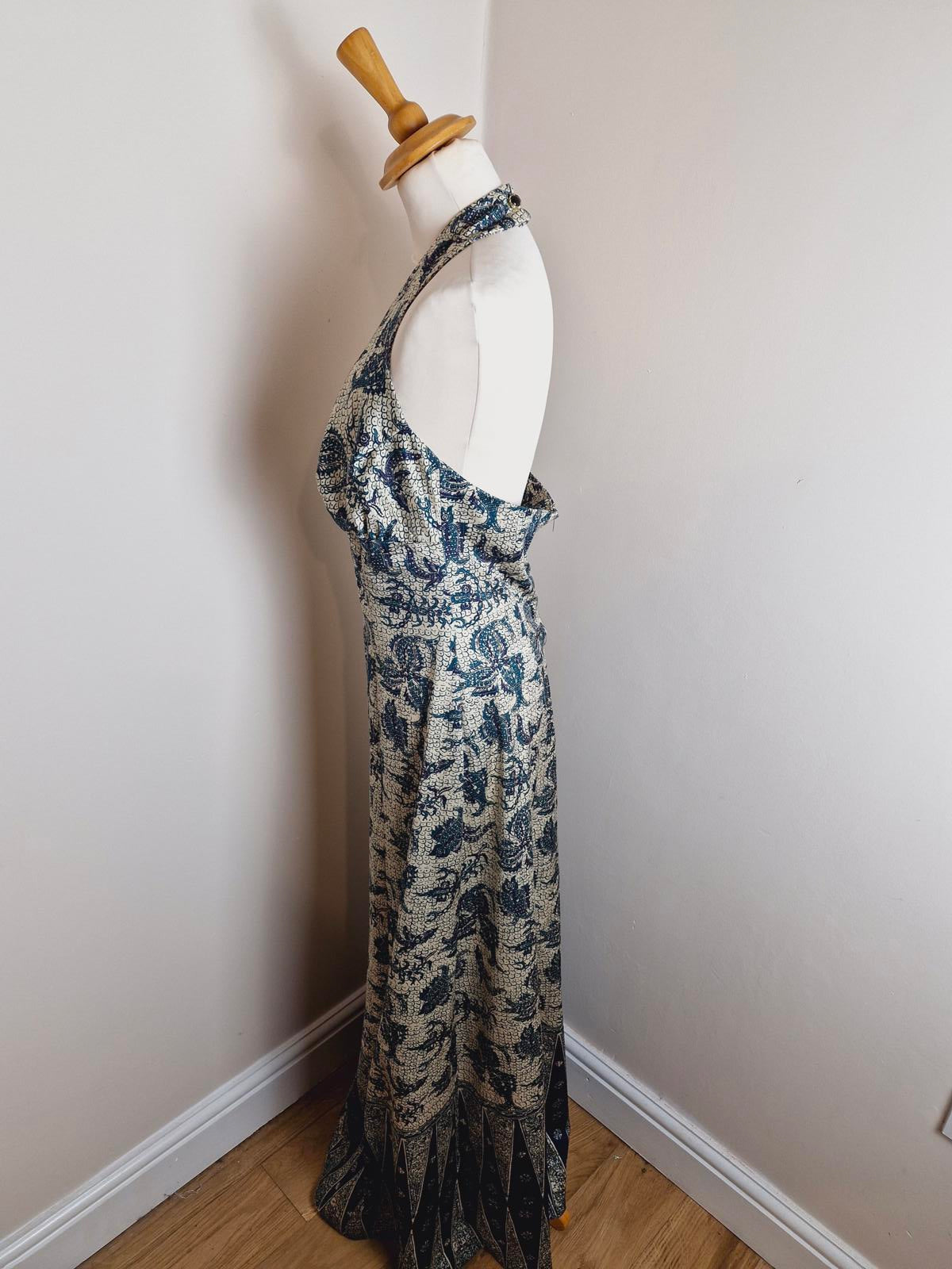 1970s Maxi Halterneck Dress UK12 M