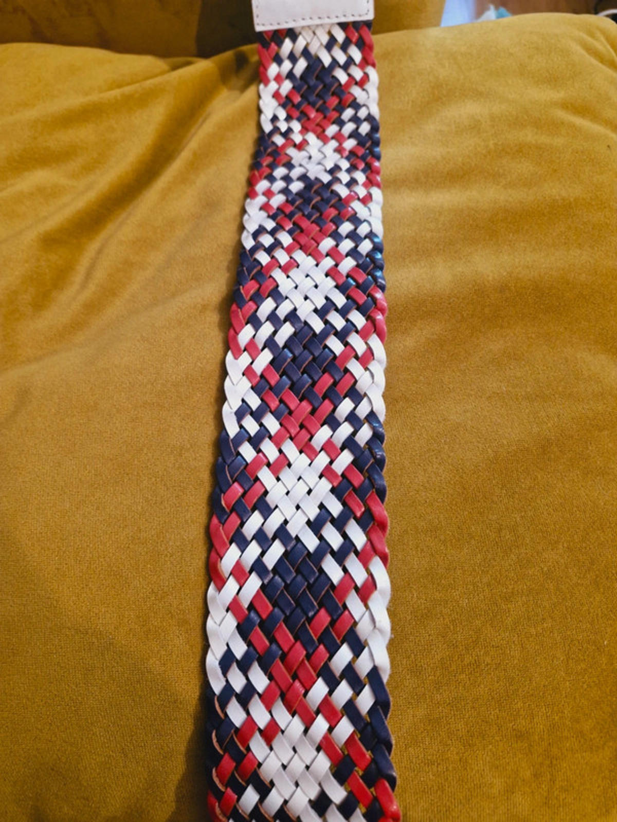 White Leather Plaited Belt