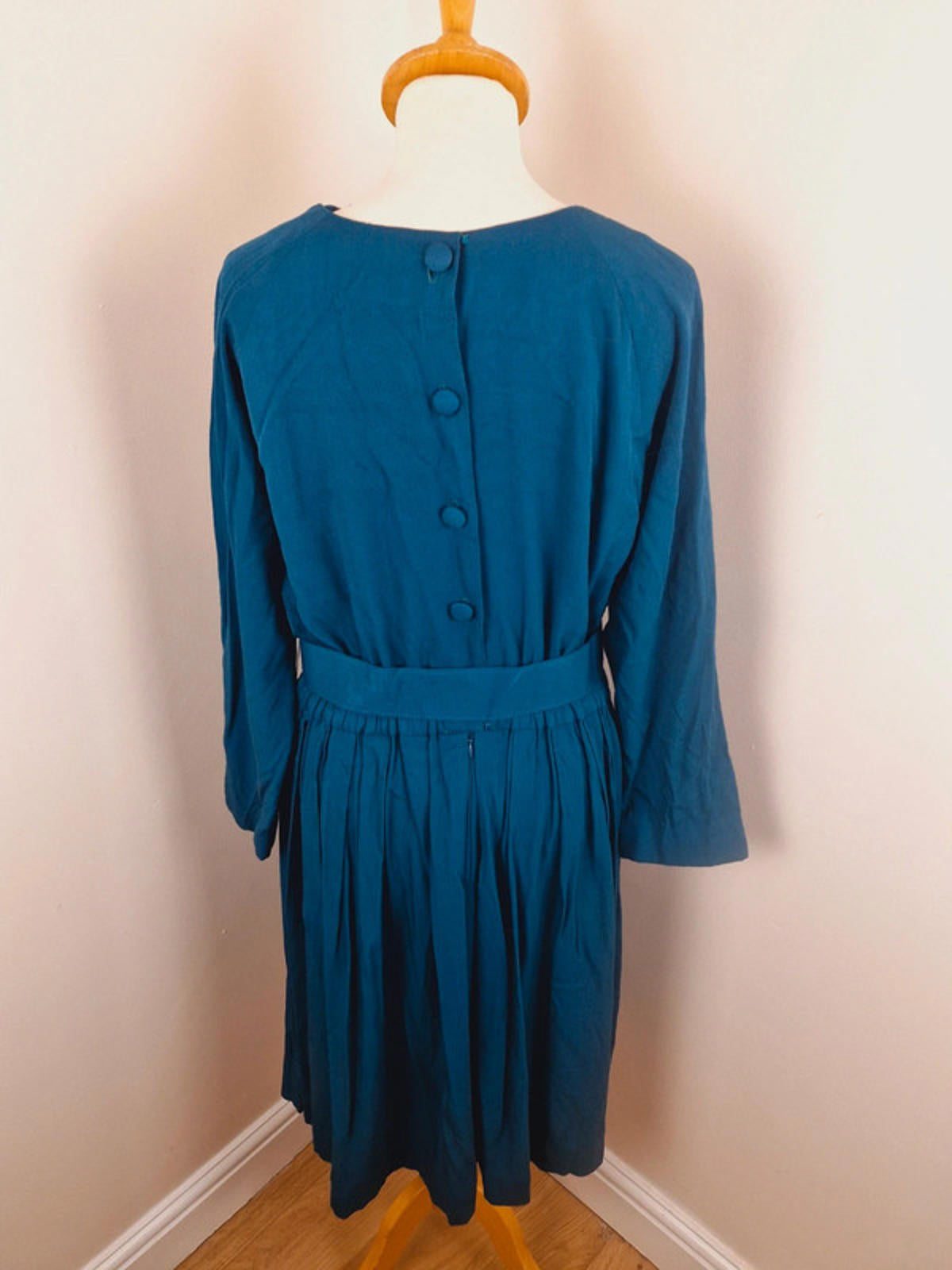 Midi Teal Long Sleeve Dress M L