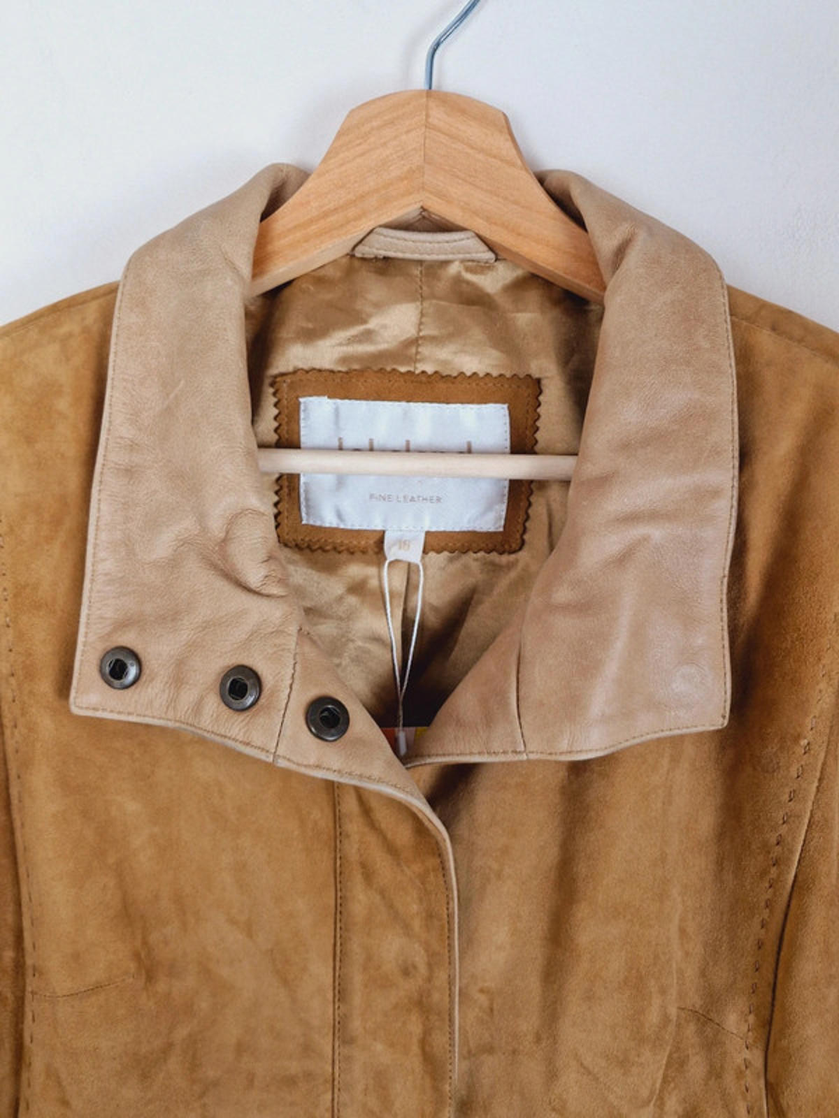 Tan Leather Suede Jacket M L