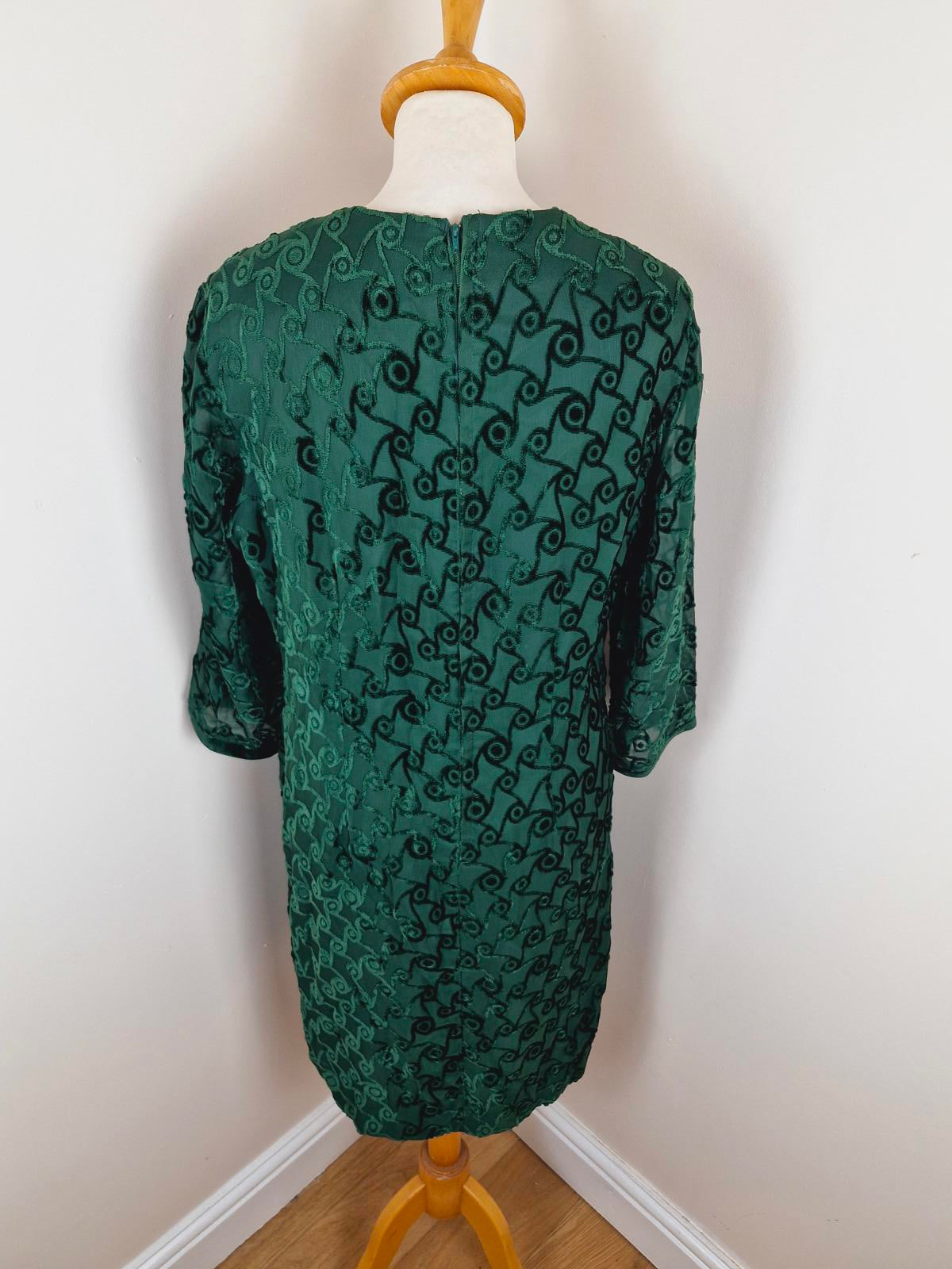1960s Green Velvet Dress M