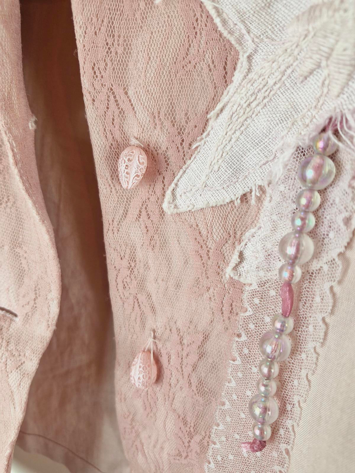 Pink Linen Blend Blazer S