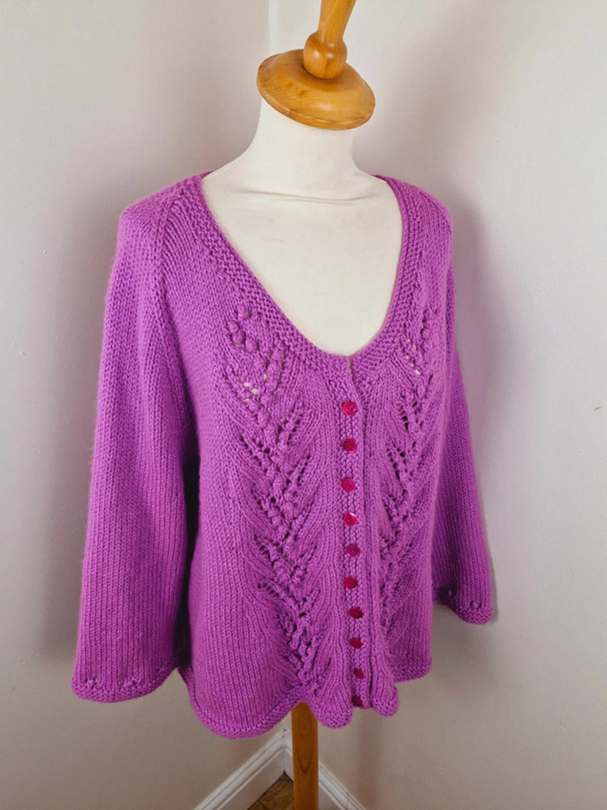 Handknitted Purple Cardigan XXL