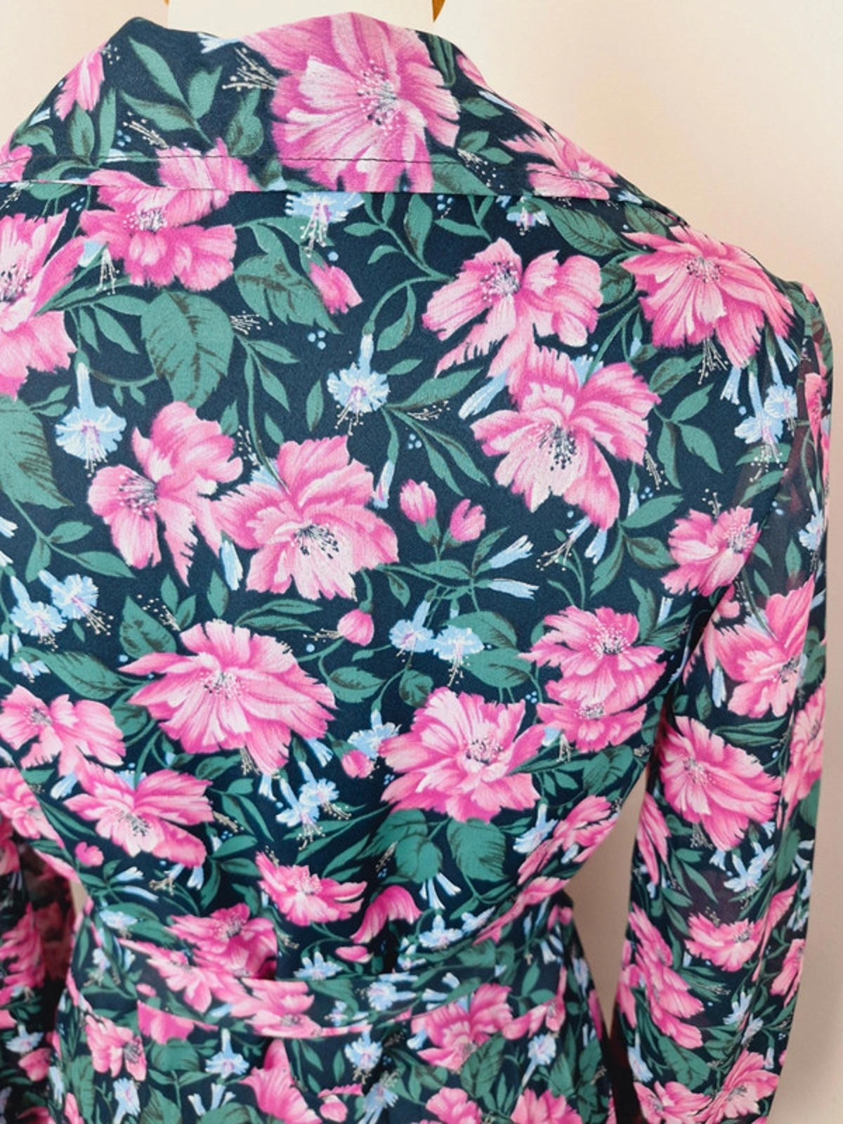 1970s Long Sleeve Midi Dress S