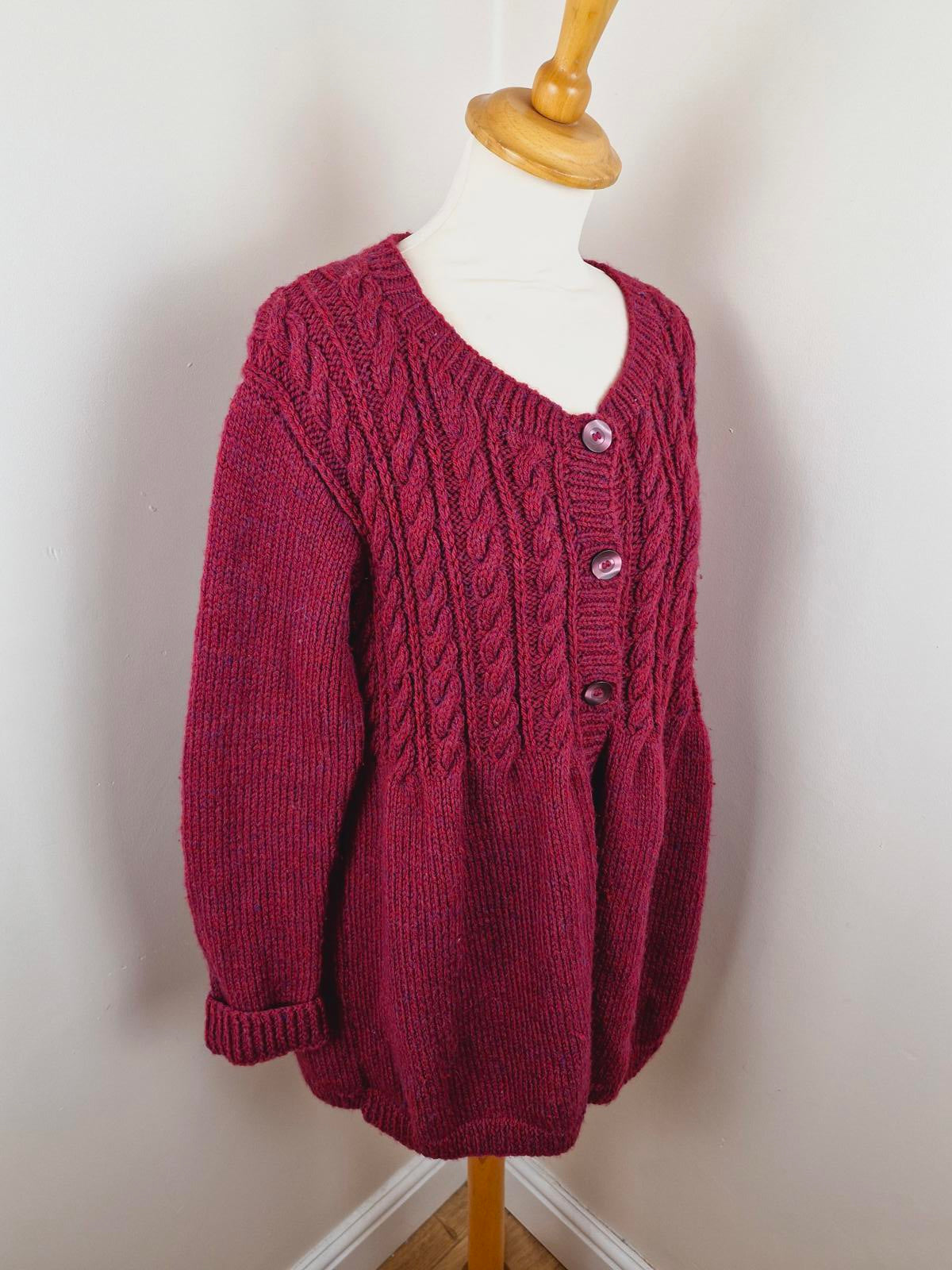 Handknitted Cardigan Purple XL