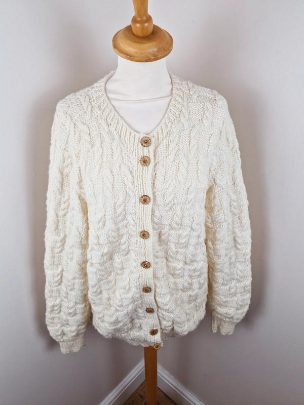 Handknitted Cable Knit Cardigan L