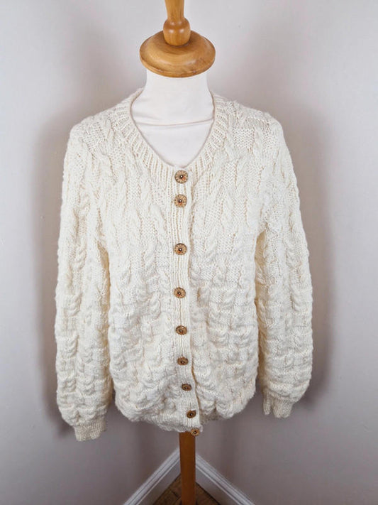 Handknitted Cable Knit Cardigan L