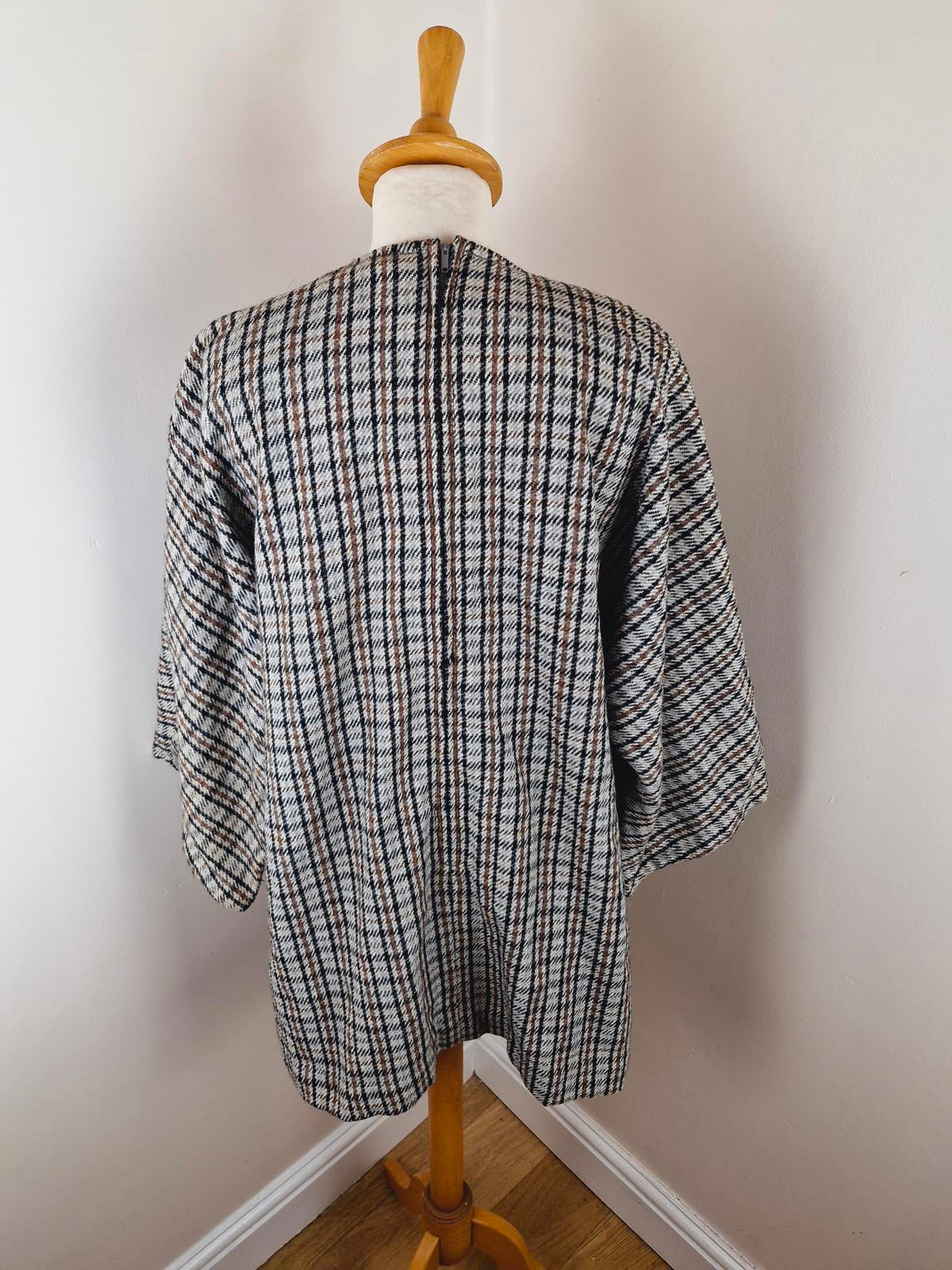 Womens Vintage 1970s 70s Handmade Tunic Long Top Dress Tweed XL