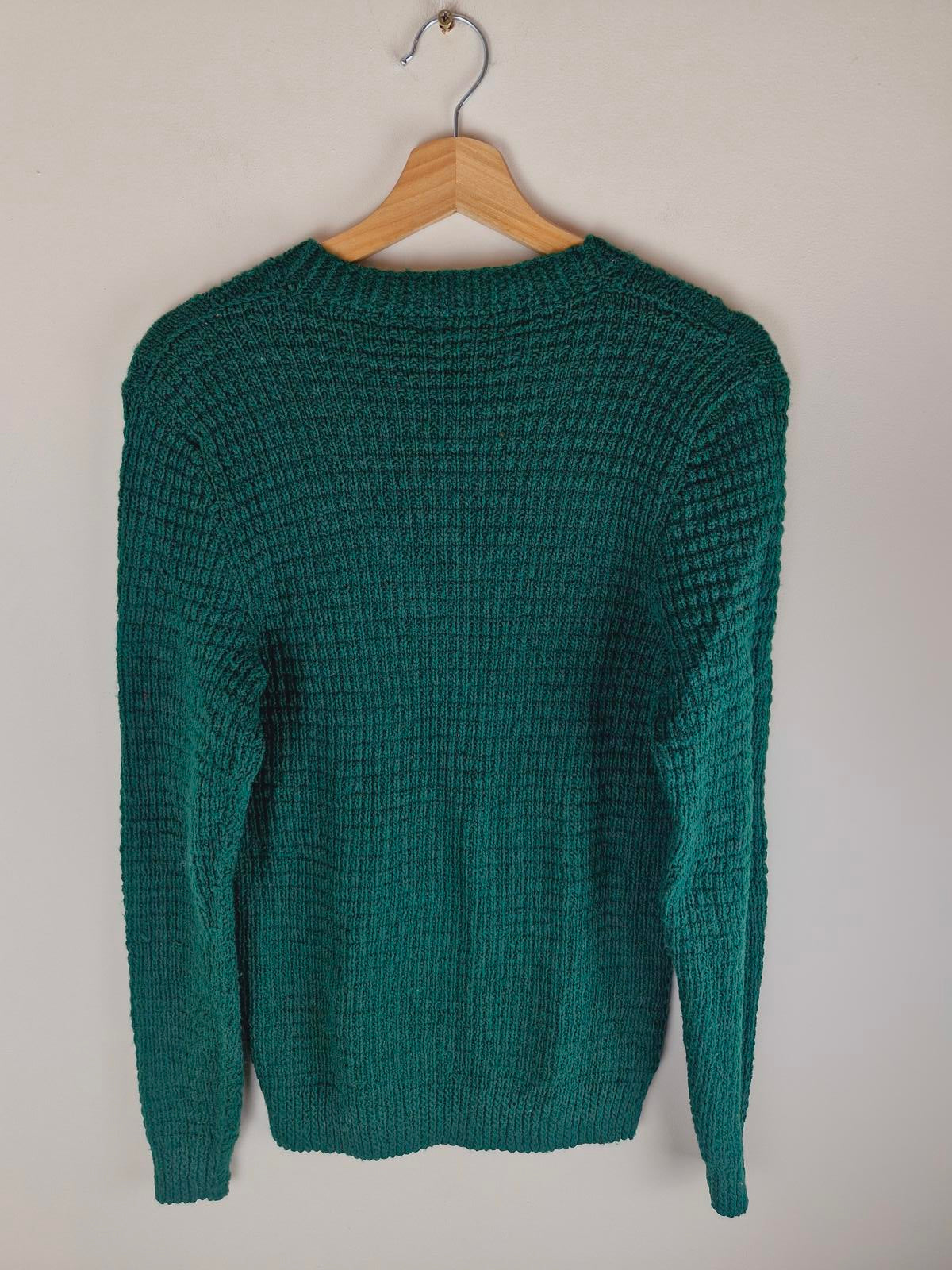 1970s Handknitted Green Jumper M